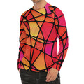 Stained Glass Mosaic Pattern Print Men's Long Sleeve Rash Guard