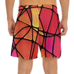 Stained Glass Mosaic Pattern Print Men's Split Running Shorts