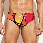 Stained Glass Mosaic Pattern Print Men's Swim Briefs