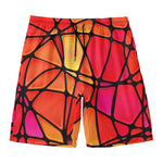 Stained Glass Mosaic Pattern Print Men's Swim Trunks