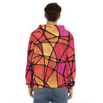 Stained Glass Mosaic Pattern Print Men's Velvet Pullover Hoodie