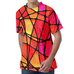 Stained Glass Mosaic Pattern Print Men's Velvet T-Shirt