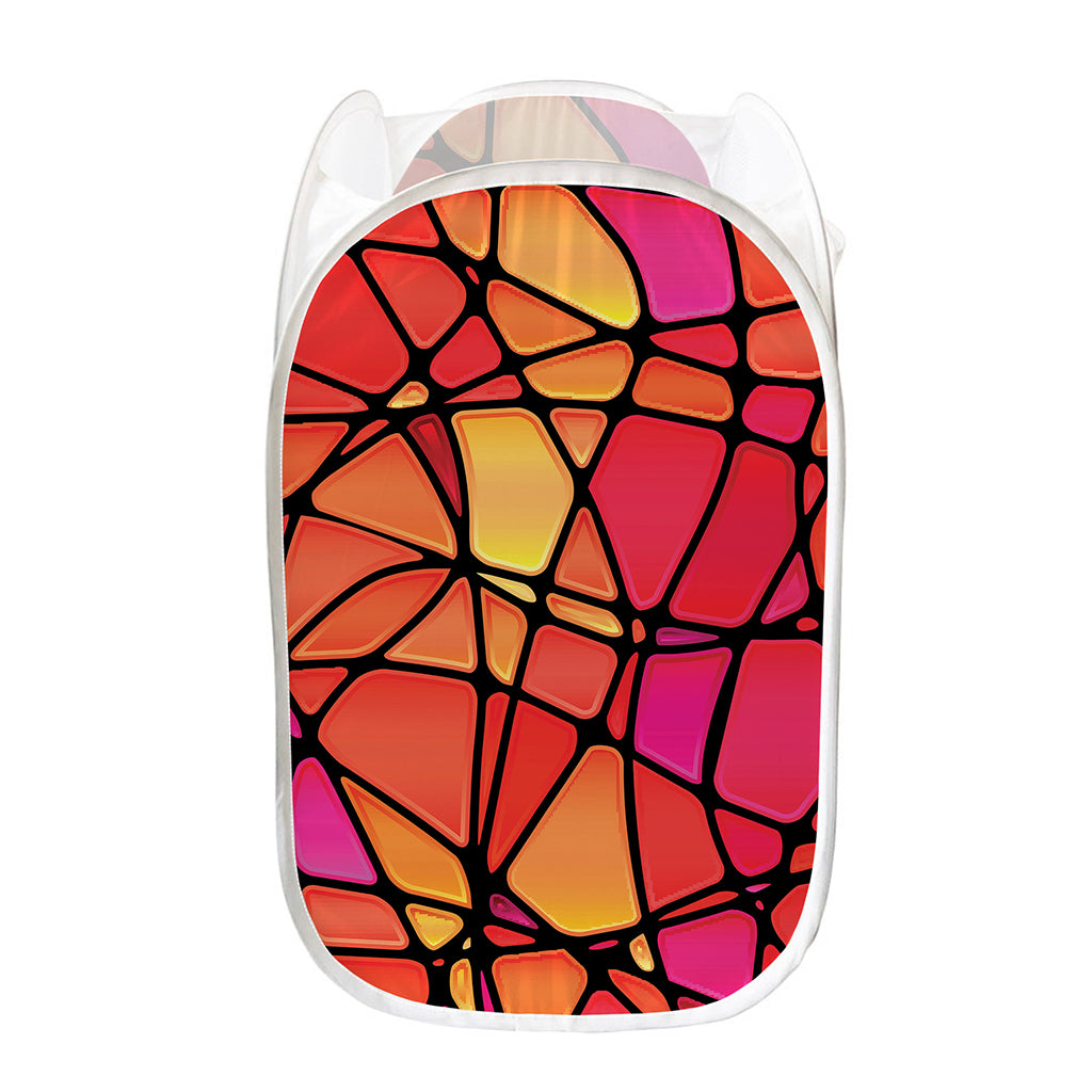 Stained Glass Mosaic Pattern Print Mesh Laundry Hamper