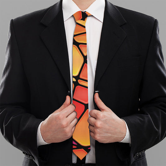 Stained Glass Mosaic Pattern Print Necktie