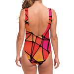 Stained Glass Mosaic Pattern Print One Piece Swimsuit