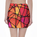 Stained Glass Mosaic Pattern Print Pencil Mini Skirt