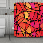 Stained Glass Mosaic Pattern Print Polyester Shower Curtain