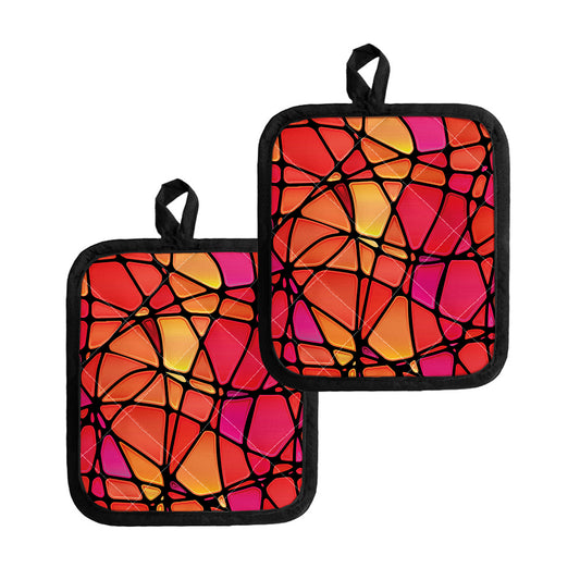 Stained Glass Mosaic Pattern Print Pot Holders