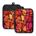 Stained Glass Mosaic Pattern Print Pot Holders With Pocket