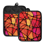 Stained Glass Mosaic Pattern Print Pot Holders With Pocket