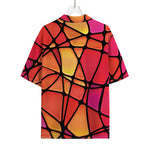 Stained Glass Mosaic Pattern Print Rayon Hawaiian Shirt