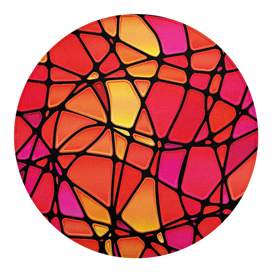 Stained Glass Mosaic Pattern Print Round Blanket