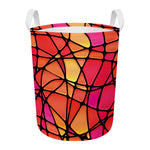 Stained Glass Mosaic Pattern Print Round Laundry Basket