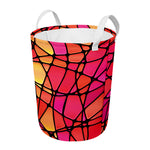 Stained Glass Mosaic Pattern Print Round Laundry Basket