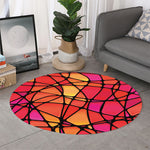 Stained Glass Mosaic Pattern Print Round Rug