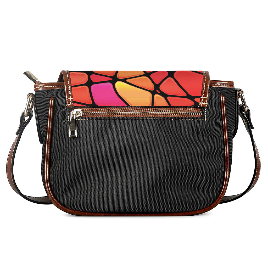 Stained Glass Mosaic Pattern Print Saddle Bag