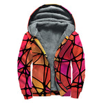 Stained Glass Mosaic Pattern Print Sherpa Lined Zip Up Hoodie