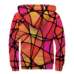 Stained Glass Mosaic Pattern Print Sherpa Lined Zip Up Hoodie