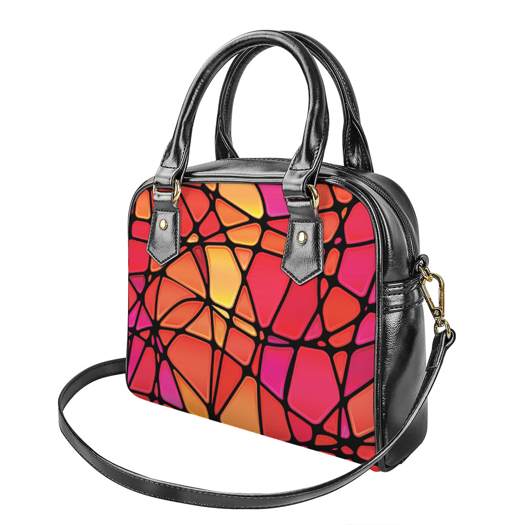 Stained Glass Mosaic Pattern Print Shoulder Handbag