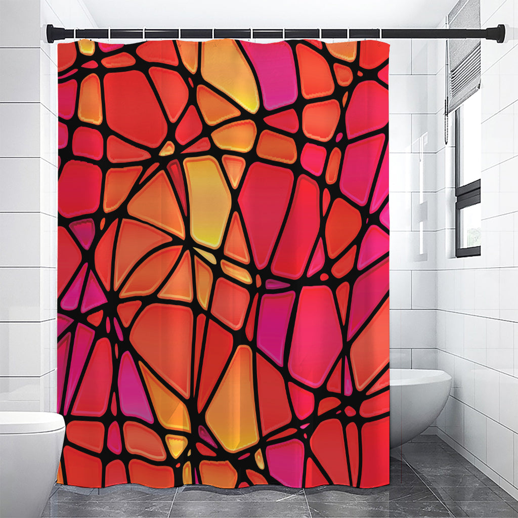 Stained Glass Mosaic Pattern Print Shower Curtain