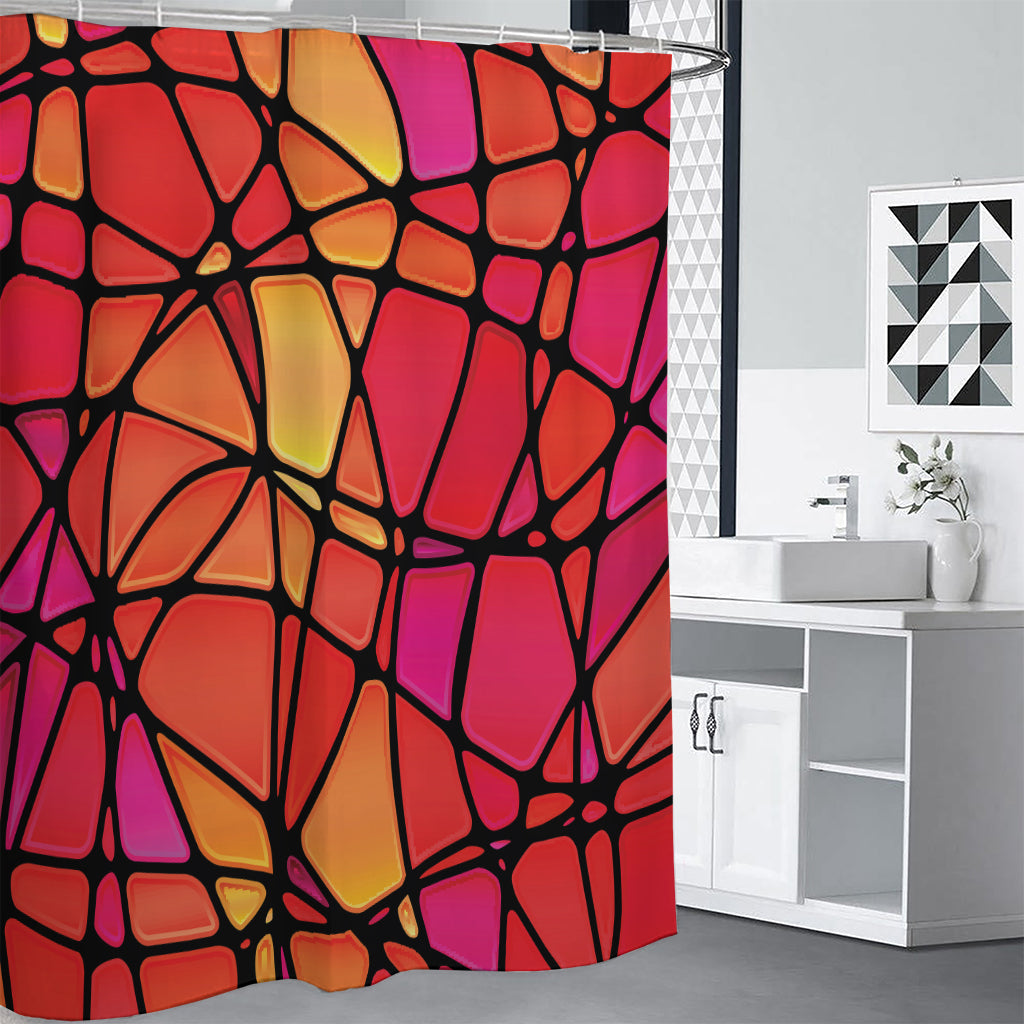 Stained Glass Mosaic Pattern Print Shower Curtain