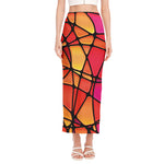 Stained Glass Mosaic Pattern Print Side Slit Maxi Skirt
