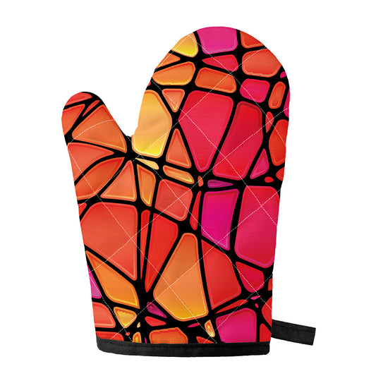 Stained Glass Mosaic Pattern Print Single Oven Mitt