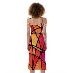Stained Glass Mosaic Pattern Print Slim Fit Midi Cami Dress