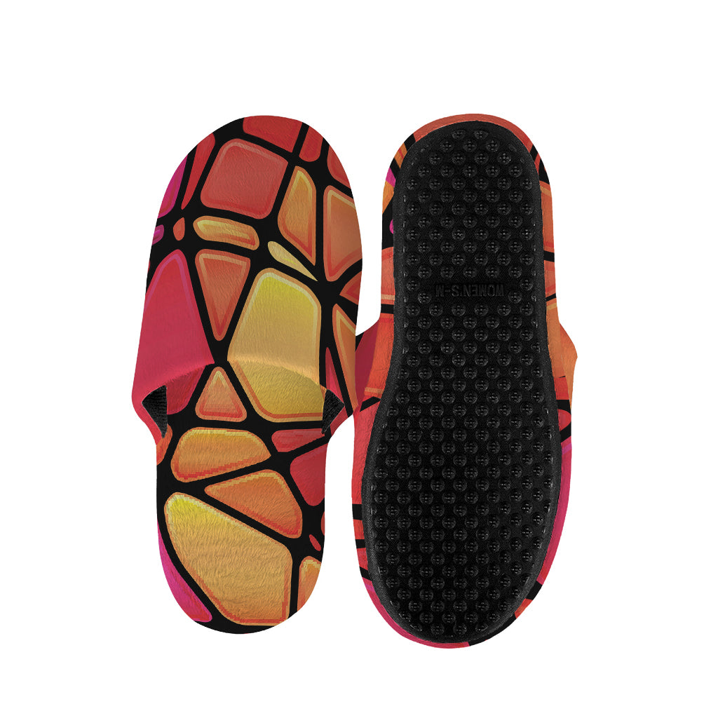 Stained Glass Mosaic Pattern Print Slippers