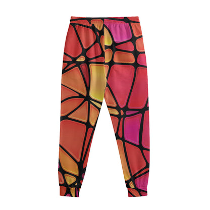 Stained Glass Mosaic Pattern Print Sweatpants