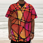 Stained Glass Mosaic Pattern Print Textured Short Sleeve Shirt