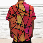 Stained Glass Mosaic Pattern Print Textured Short Sleeve Shirt