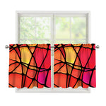 Stained Glass Mosaic Pattern Print Tier Curtains
