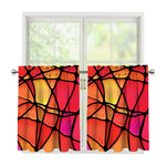 Stained Glass Mosaic Pattern Print Tier Curtains