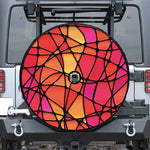 Stained Glass Mosaic Pattern Print Tire Cover With Camera Hole