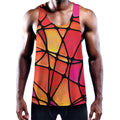 Stained Glass Mosaic Pattern Print Men's Workout Tank Top