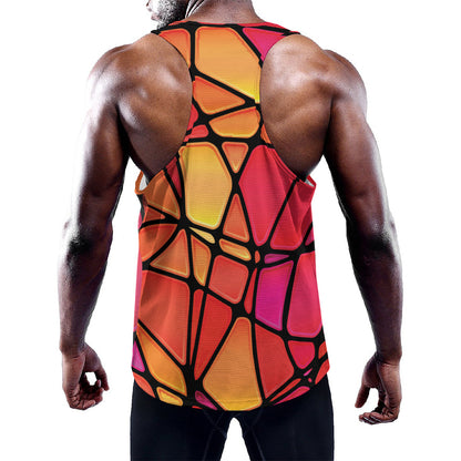 Stained Glass Mosaic Pattern Print Training Tank Top