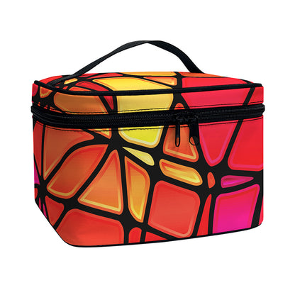 Stained Glass Mosaic Pattern Print Travel Makeup Bag