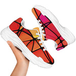 Stained Glass Mosaic Pattern Print White Chunky Shoes