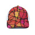 Stained Glass Mosaic Pattern Print White Mesh Trucker Hat