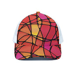 Stained Glass Mosaic Pattern Print White Mesh Trucker Cap