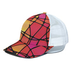 Stained Glass Mosaic Pattern Print White Mesh Trucker Cap