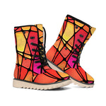 Stained Glass Mosaic Pattern Print Winter Boots