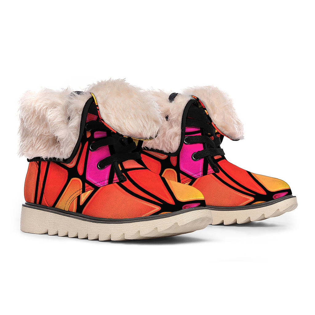 Stained Glass Mosaic Pattern Print Winter Boots