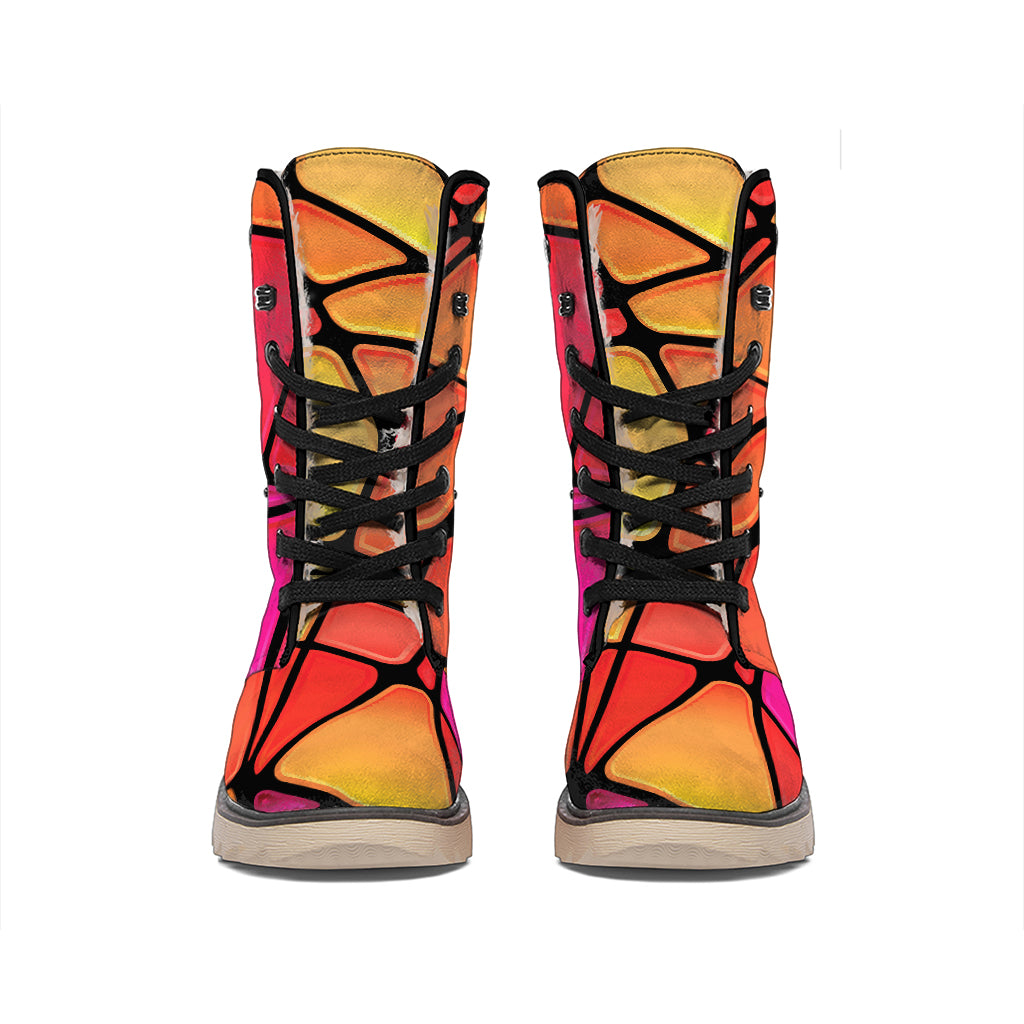 Stained Glass Mosaic Pattern Print Winter Boots