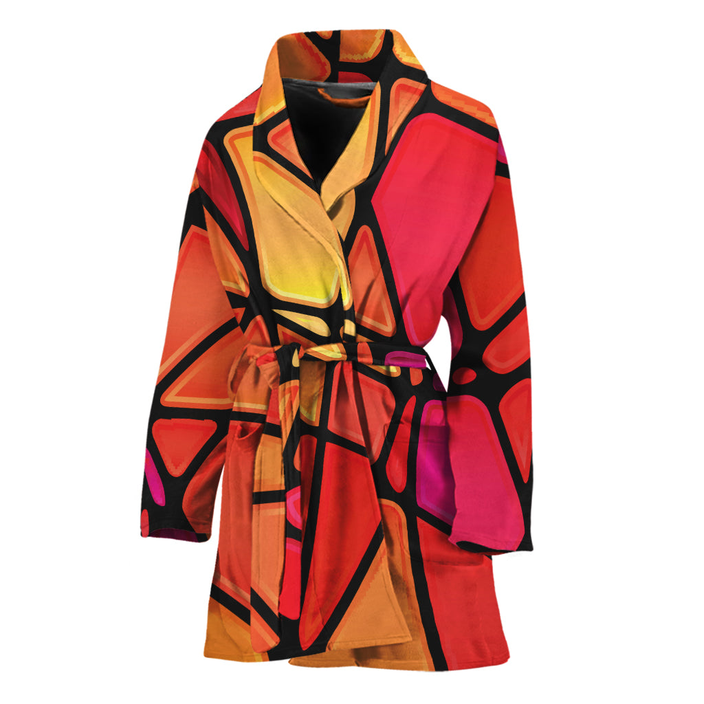 Stained Glass Mosaic Pattern Print Women's Bathrobe