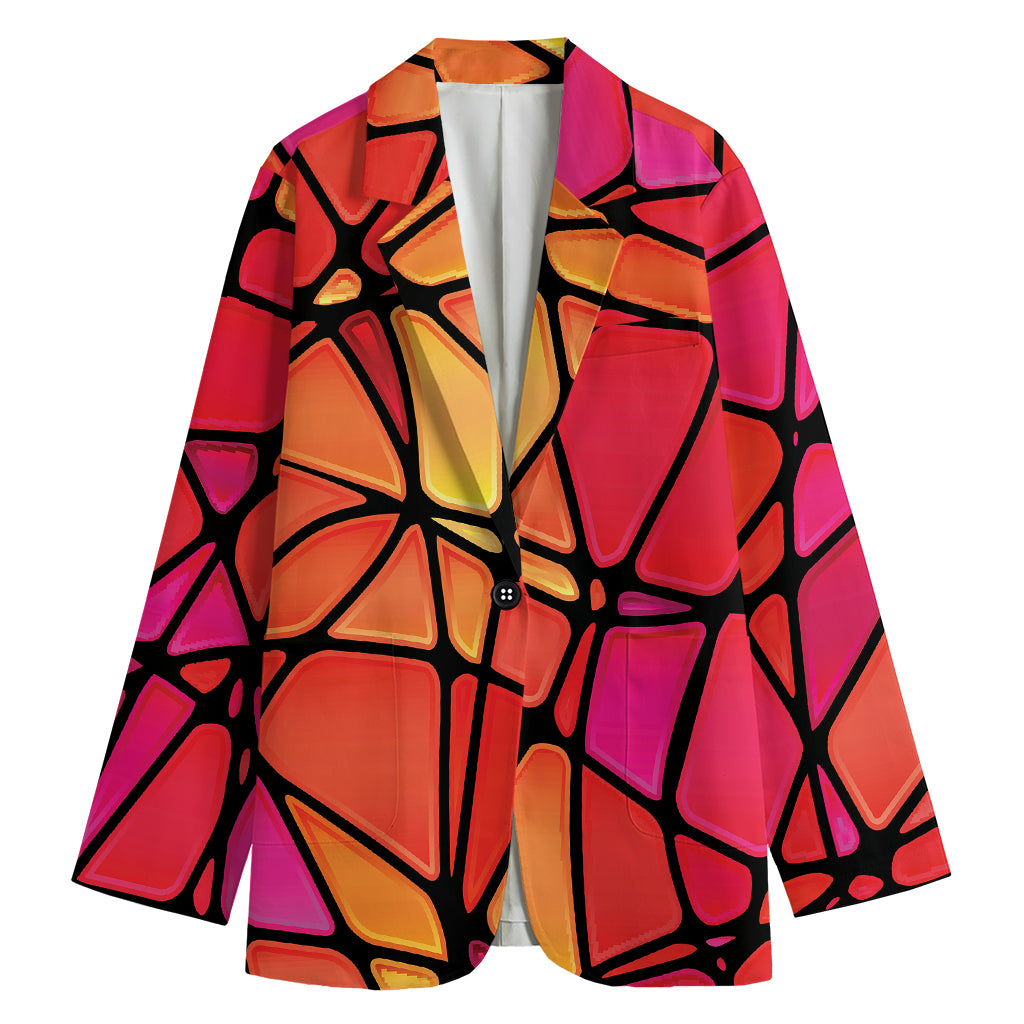 Stained Glass Mosaic Pattern Print Women's Blazer