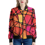 Stained Glass Mosaic Pattern Print Women's Bomber Jacket