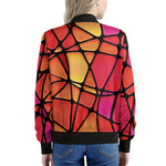 Stained Glass Mosaic Pattern Print Women's Bomber Jacket