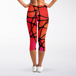 Stained Glass Mosaic Pattern Print Women's Capri Leggings